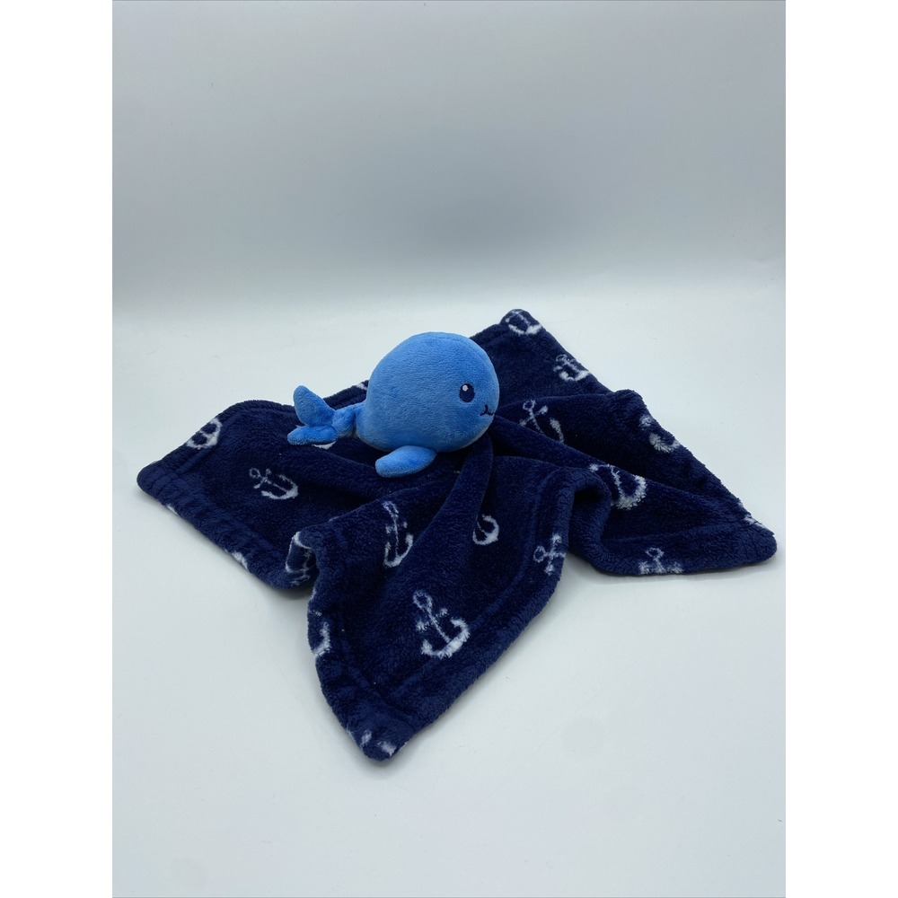 HB Hudson Lovey Baby Blue Whale Anchors Plush Security Blanket Lovie
